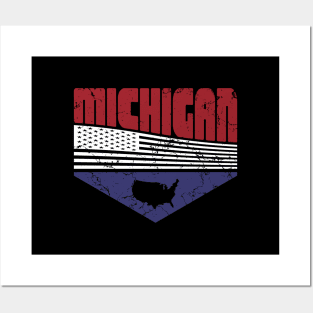 Retro Vintage Michigan USA Posters and Art